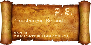 Pressburger Roland névjegykártya